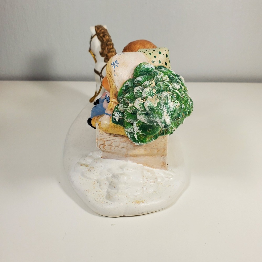 Byron Mold Ceramic Music Box Christmas Horse Drawn Sleigh Jingle Bells Vintage - Picture 5 of 8